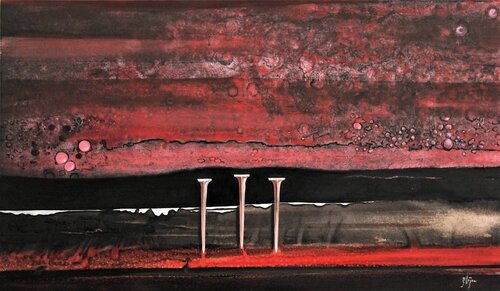 Three Nails of Redemption by Damian Ebejer, Painting for Sale on Select