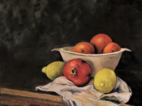 Old Pomegranate with Friends by Damian Ebejer, Painting for Sale on Select