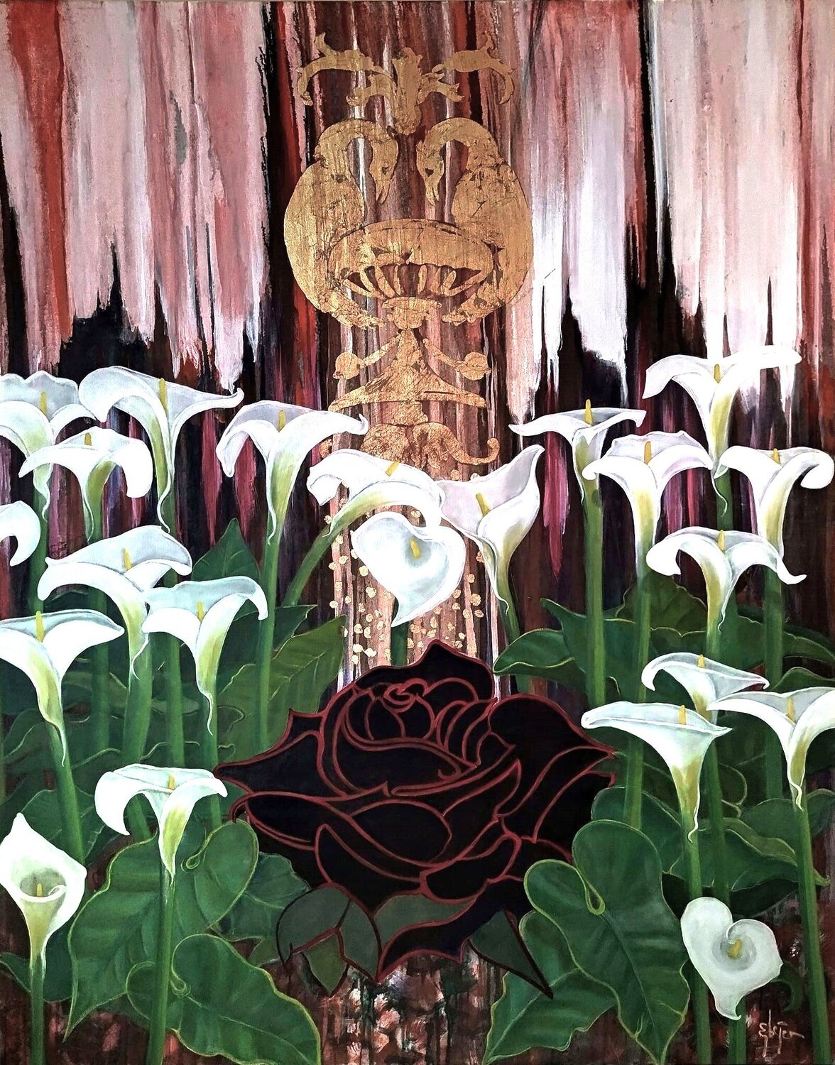 Black Rose Damian Ebejer Original painting for sale