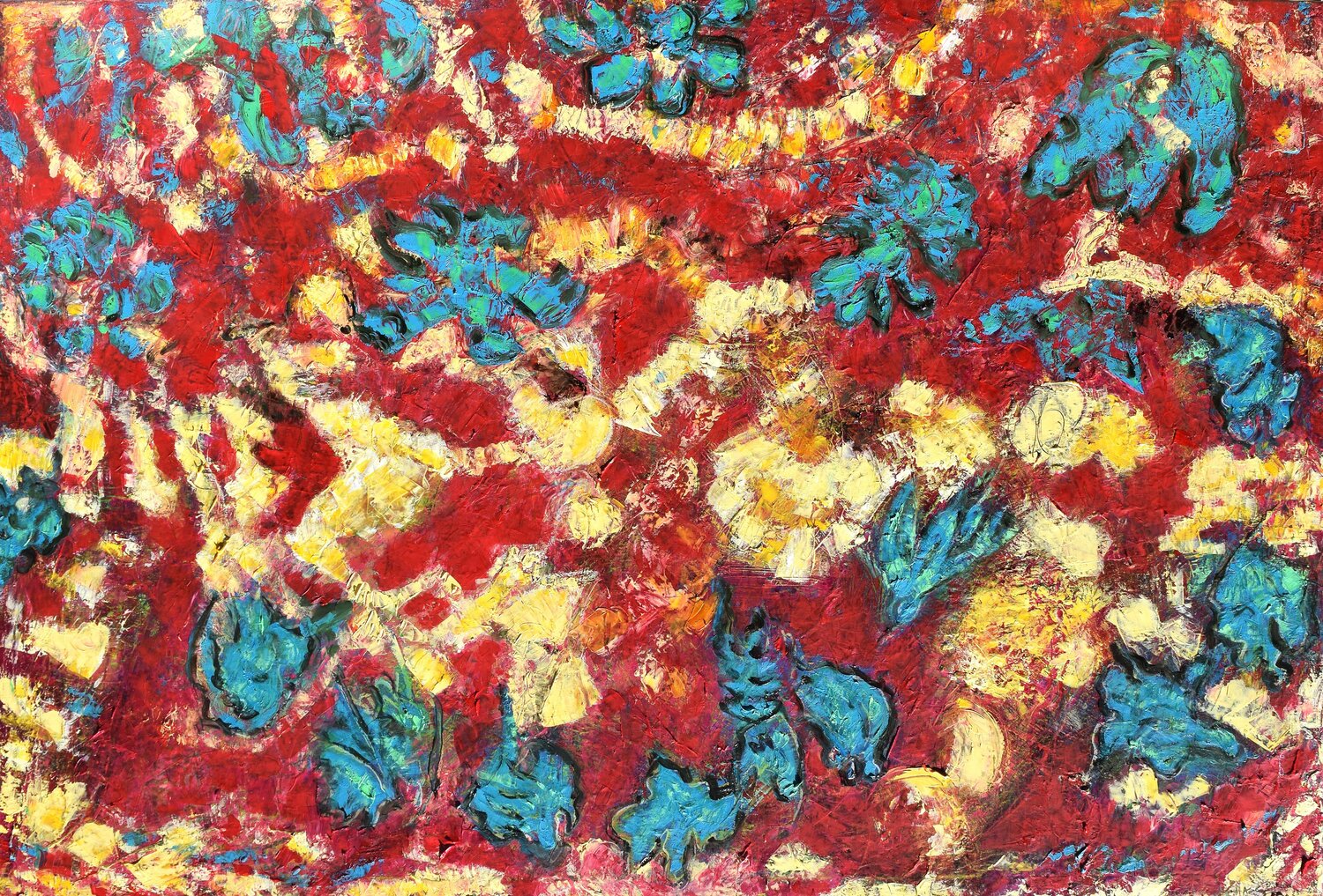 Danse des oiseaux bleus Anne Pivron Original painting for sale