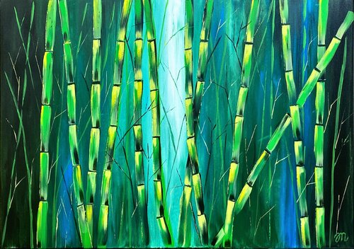 Under Bamboos by Magdolna Juhasz, Painting for Sale on Select