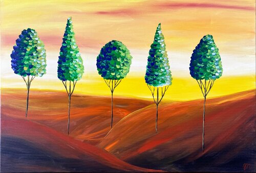 Green Desert by Magdolna Juhasz, Painting for Sale on Select