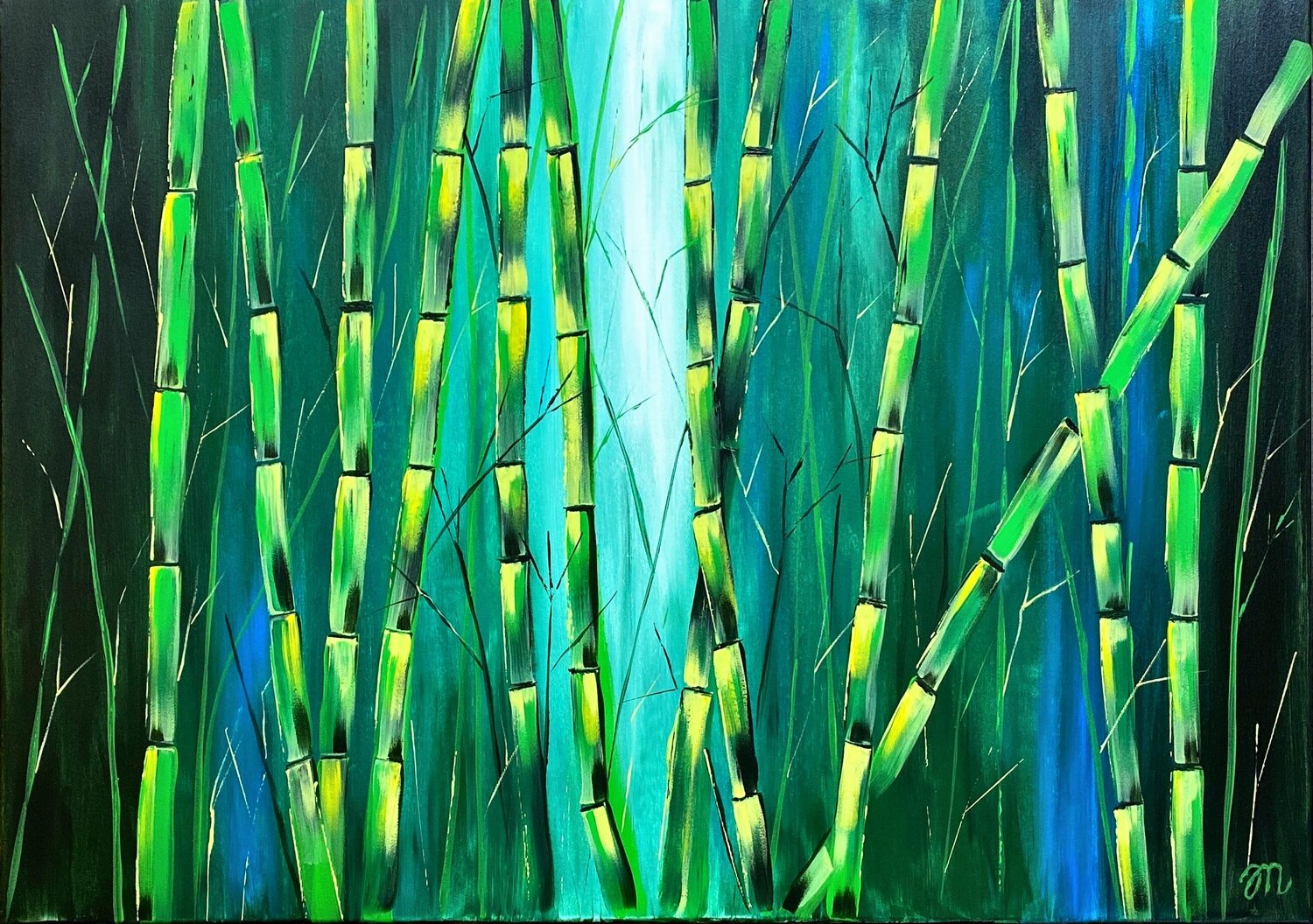 Under Bamboos Magdolna Juhasz Original painting for sale