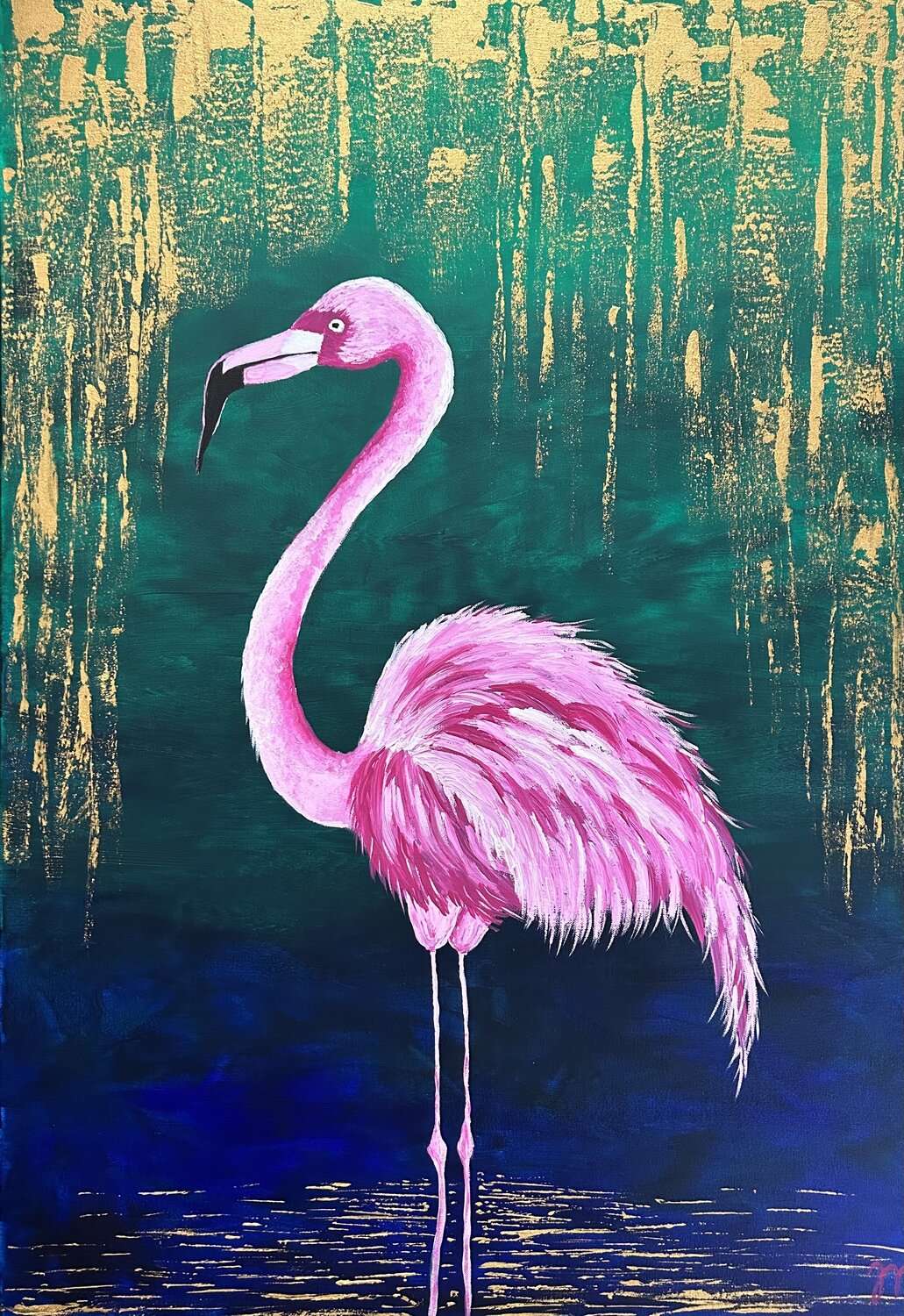 Flamingo Magdolna Juhasz Original painting for sale