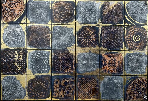 "Opus V: Celestial Tiles" by Sotiris Christodoulou, Painting for Sale on Select
