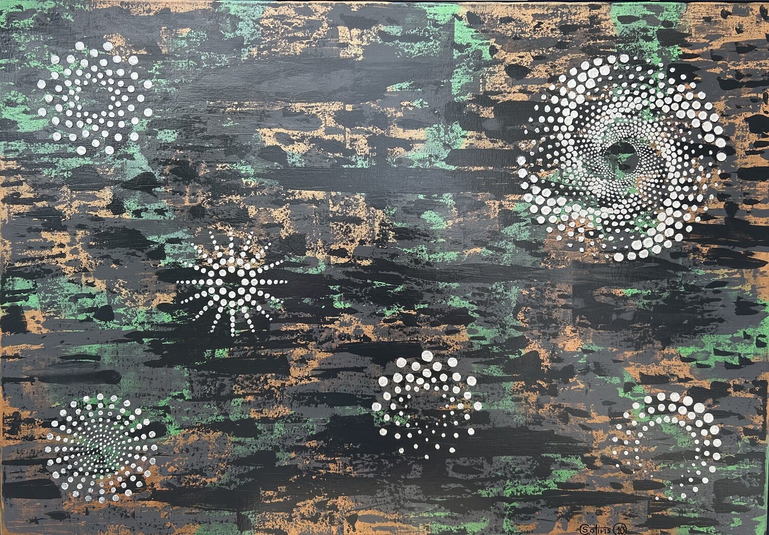 Opus X –  Emerald Constellation Grove Sotiris Christodoulou Original painting for sale