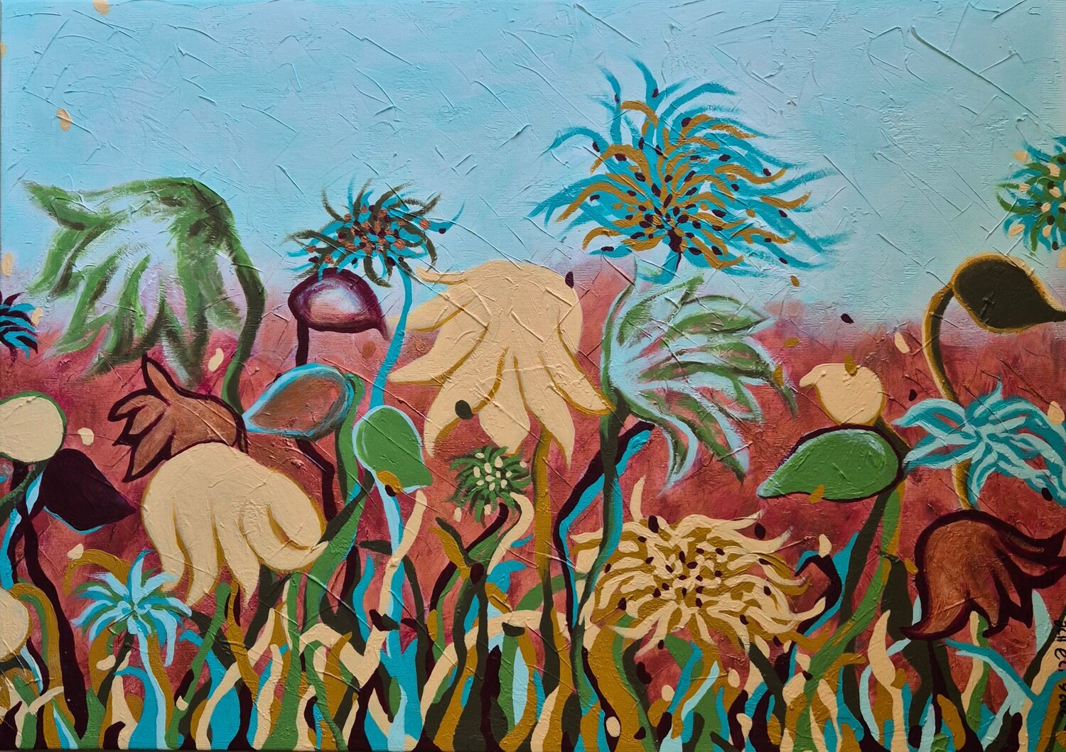 Imaginery Field of Flowers 2 Sharon Perry Turbiner - Sharon's Art Original painting for sale