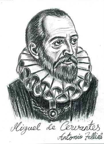Estudio para Miguel de Cervantes by Antonio Fellini, Drawing for Sale on Select