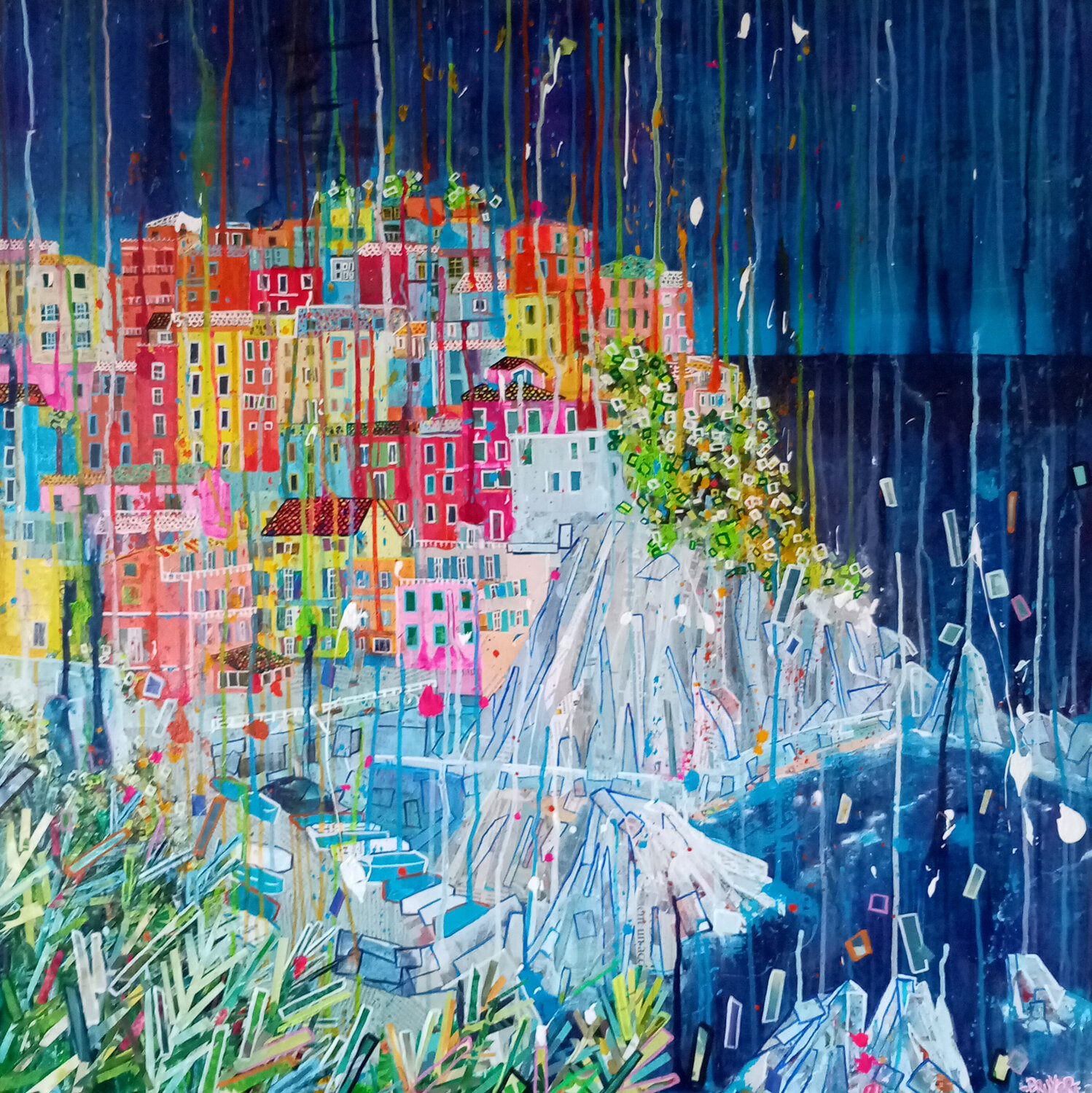 Cinque Terre Loïc Bruyère Original painting for sale