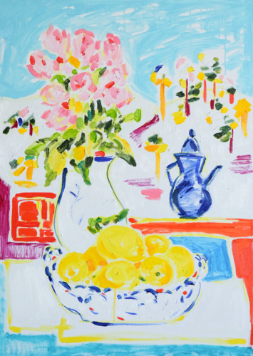 A Basket of Lemons on a Bright Winter Day by Tamara Jare, Painting for Sale on Select
