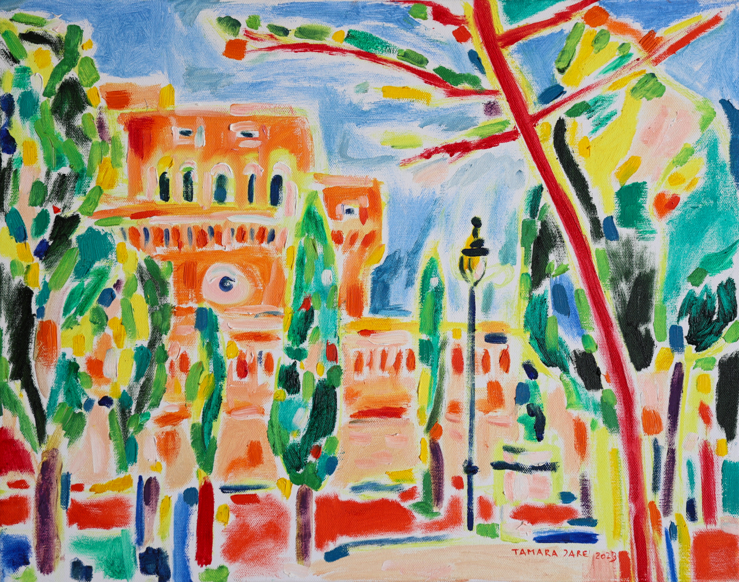 Parco Adriano With Castle St Angelo, Rome Tamara Jare Original painting for sale