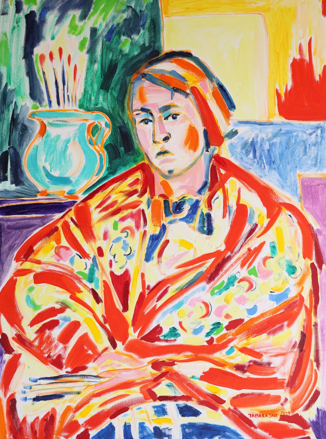 Self Portrait after W. Weiss: Spanish Shawl Tamara Jare Original painting for sale