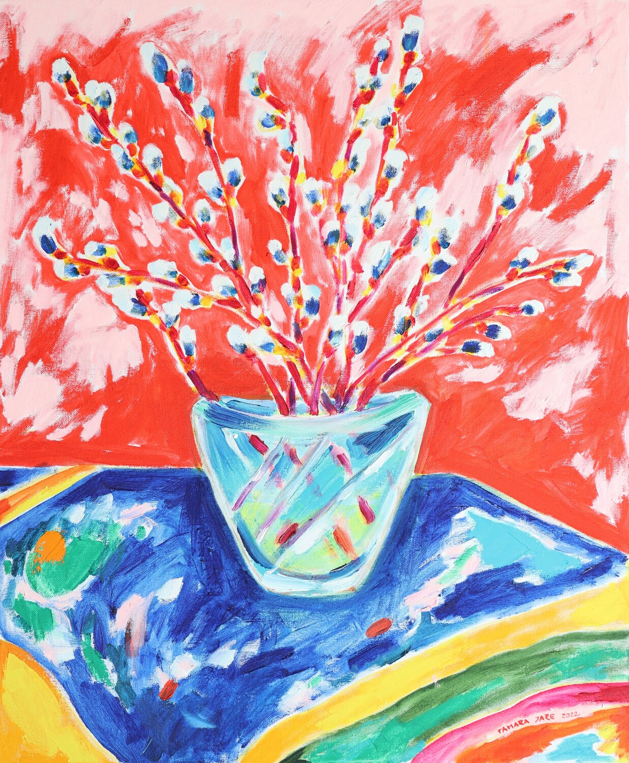 Pussy Willow Branches In Early Spring Tamara Jare Original painting for sale