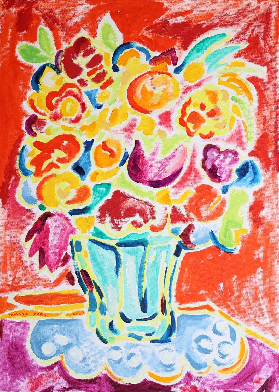 Colorful Bouquet Tamara Jare Originalgemälde zu verkaufen