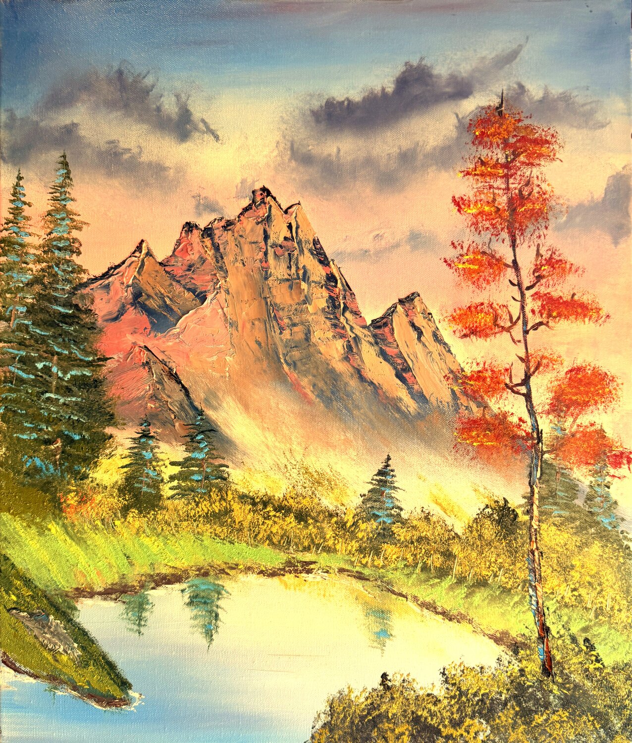 "Atardecer en las Montañas Rocosas" Arturas Smalenskas Original painting for sale