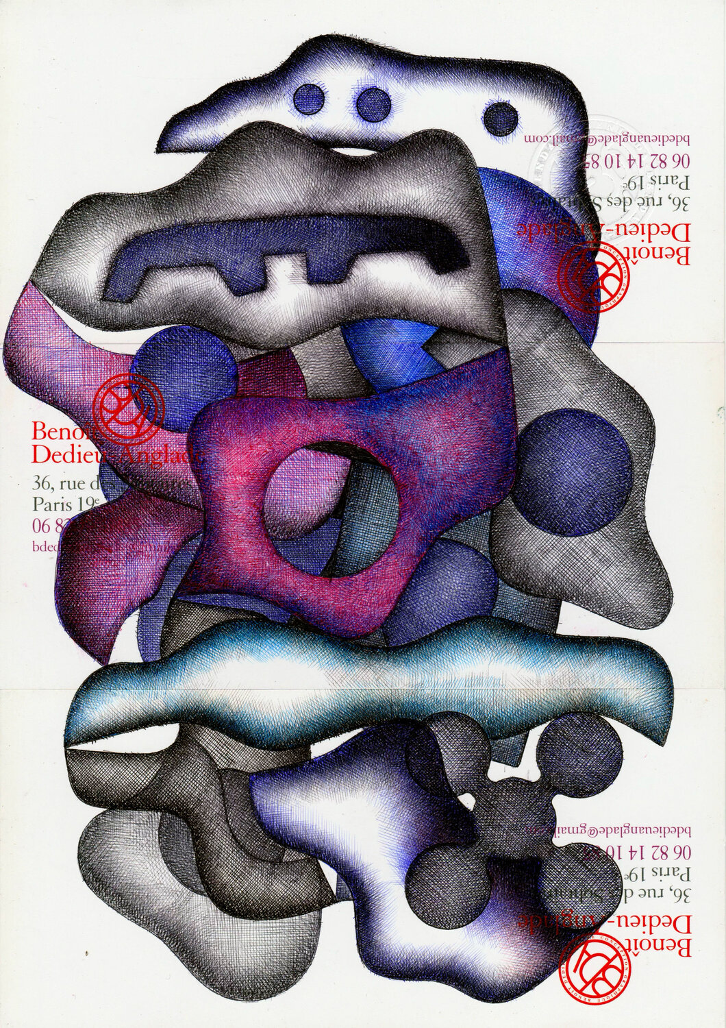 3CardsAutomaticShapes BENDADA Drawing for sale