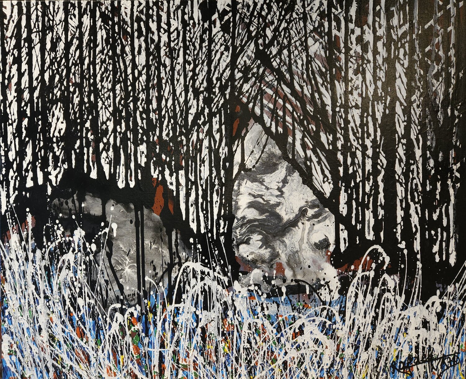 En forêt d'Auvergne, à l'approche de l'orage Rafael de Tours - Bichon Original painting for sale
