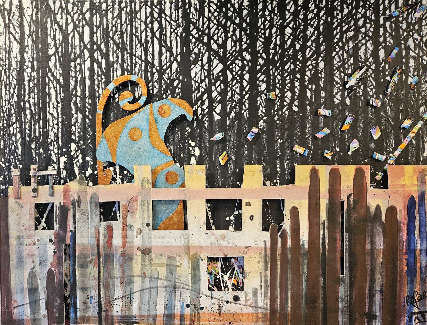 Le pèlerin bleu en Centre Bretagne Rafael de Tours - Bichon Original painting for sale