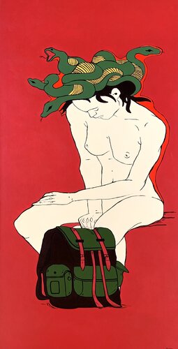 Medusa Contemporanea -  Female Nude Contemporary Art - Modern Mythology by Samanta Dolcetto, Painting for Sale on Select