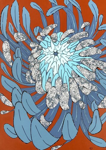 L’Essenza di Kiku-  Japanese Chrysanthemum - Contemporary Floral Design Art by Samanta Dolcetto, Painting for Sale on Select