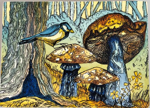 Little Blue Bird by Autumn Marble, Painting for Sale on Select