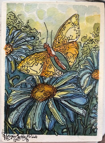 Butterfly's Daisy by Autumn Marble, Painting for Sale on Select