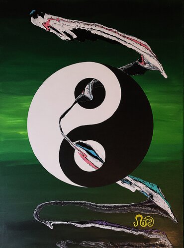 Yin-Yang Flow (green) by Neil Holmes, Painting for Sale on Select