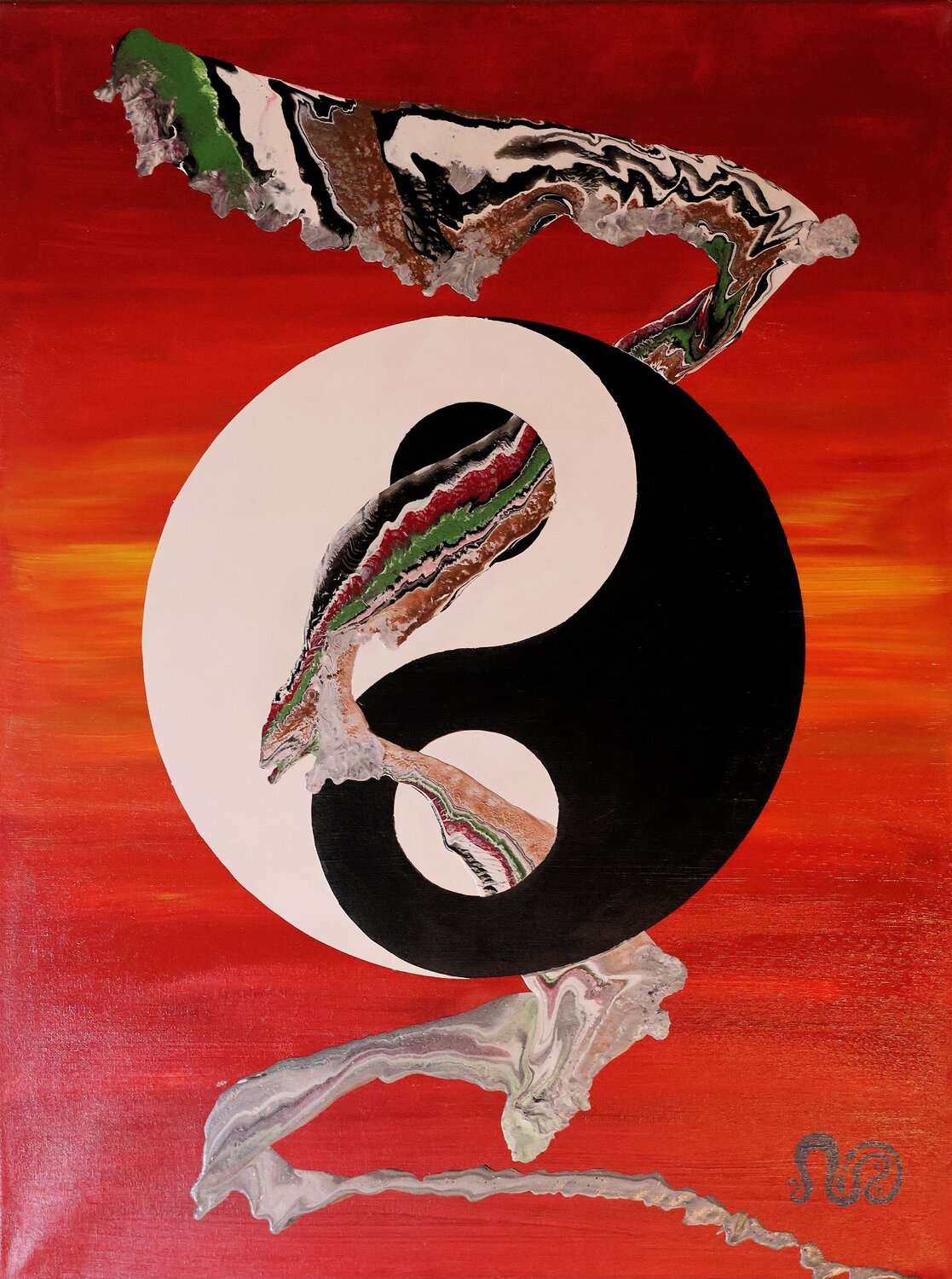 Yin-Yang Flow (red) Neil Holmes Original painting for sale