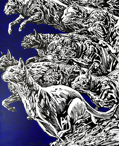 L' Essaim Félin by Steve Pitocco, Painting for Sale on Select