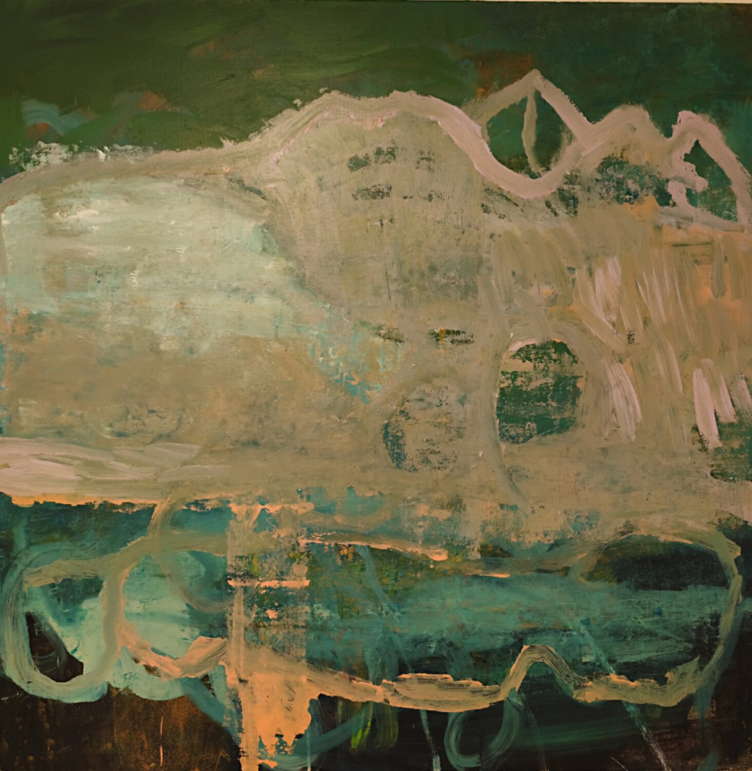 mountains in green terrain Joackim Schou Dahle Original painting for sale