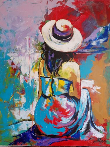 Femme au chapeau by Patrick Liotard lopez, Painting for Sale on Select