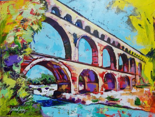 Le pont du Gard by Patrick Liotard lopez, Painting for Sale on Select