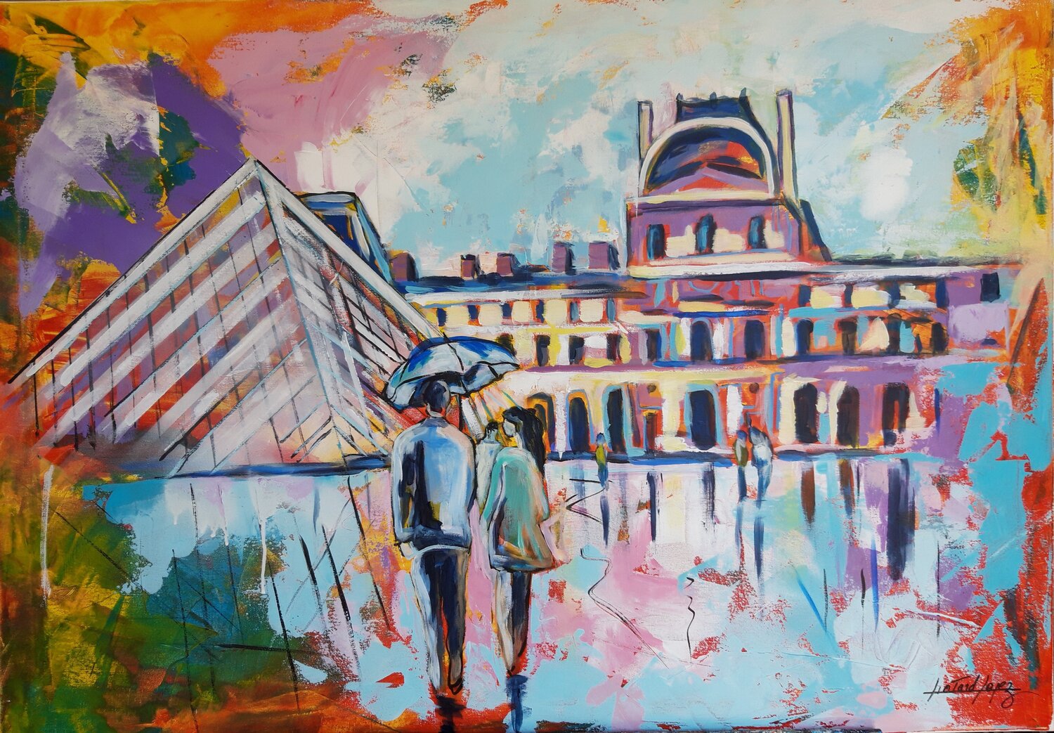 Pyramide du louvre Patrick Liotard lopez Original painting for sale