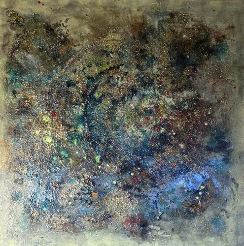 IMPERIUM PULVIS - Gold Scattered in the Dark Matter of Existence by cyril CICHY, Painting for Sale on Select