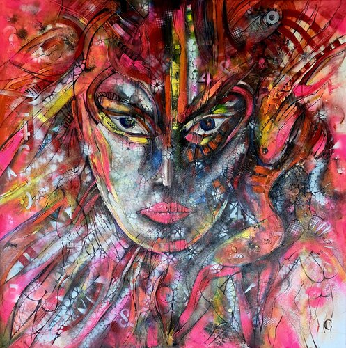 HER SACRED VIOLENCE by cyril CICHY, Painting for Sale on Select