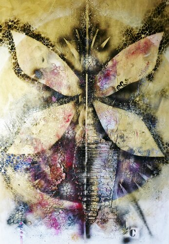 GOLDEN WINGS OF SILENCE by cyril CICHY, Painting for Sale on Select