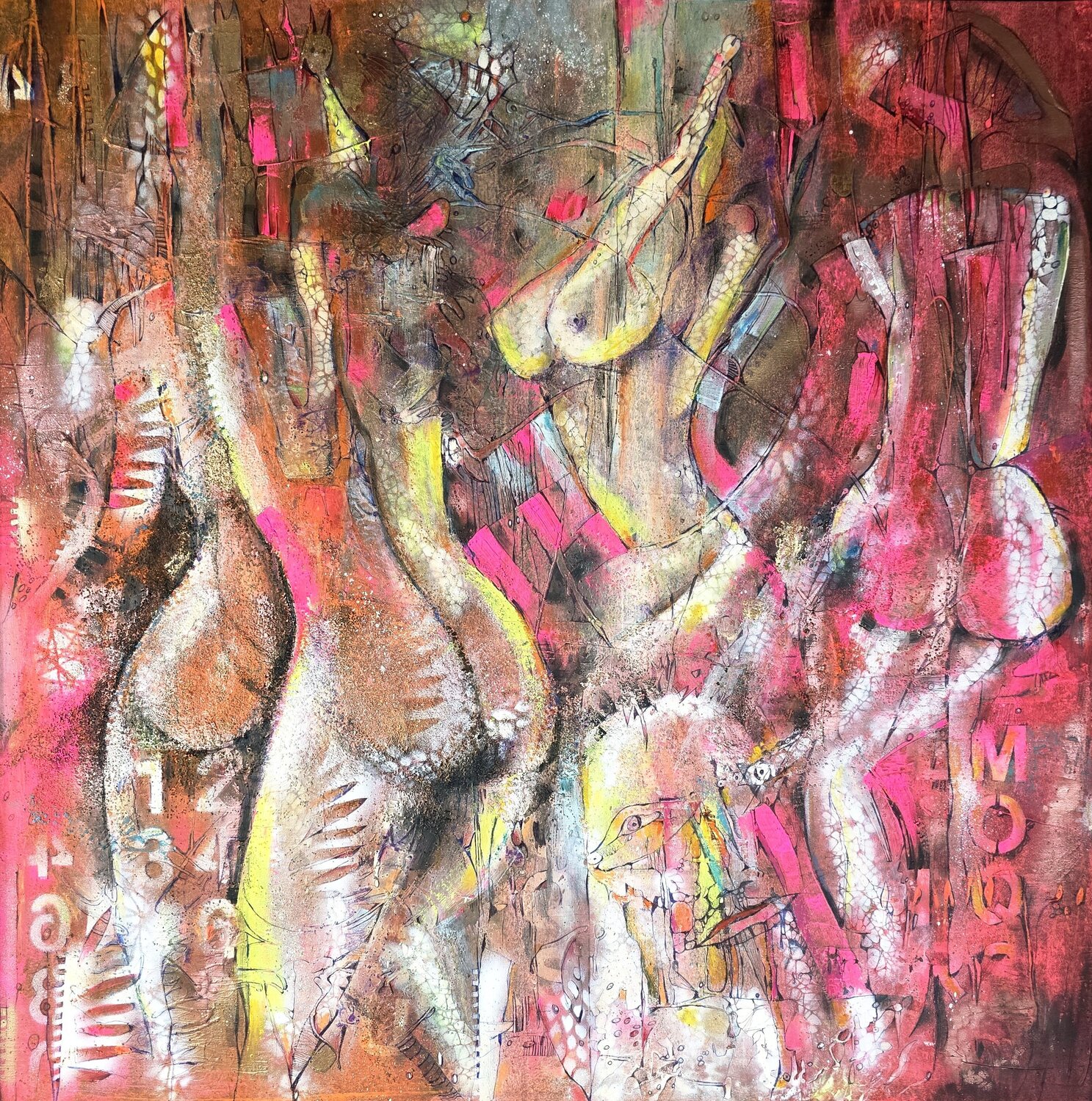 SIN IN SILK - Bodies That Refuse to Kneel cyril CICHY Original painting for sale
