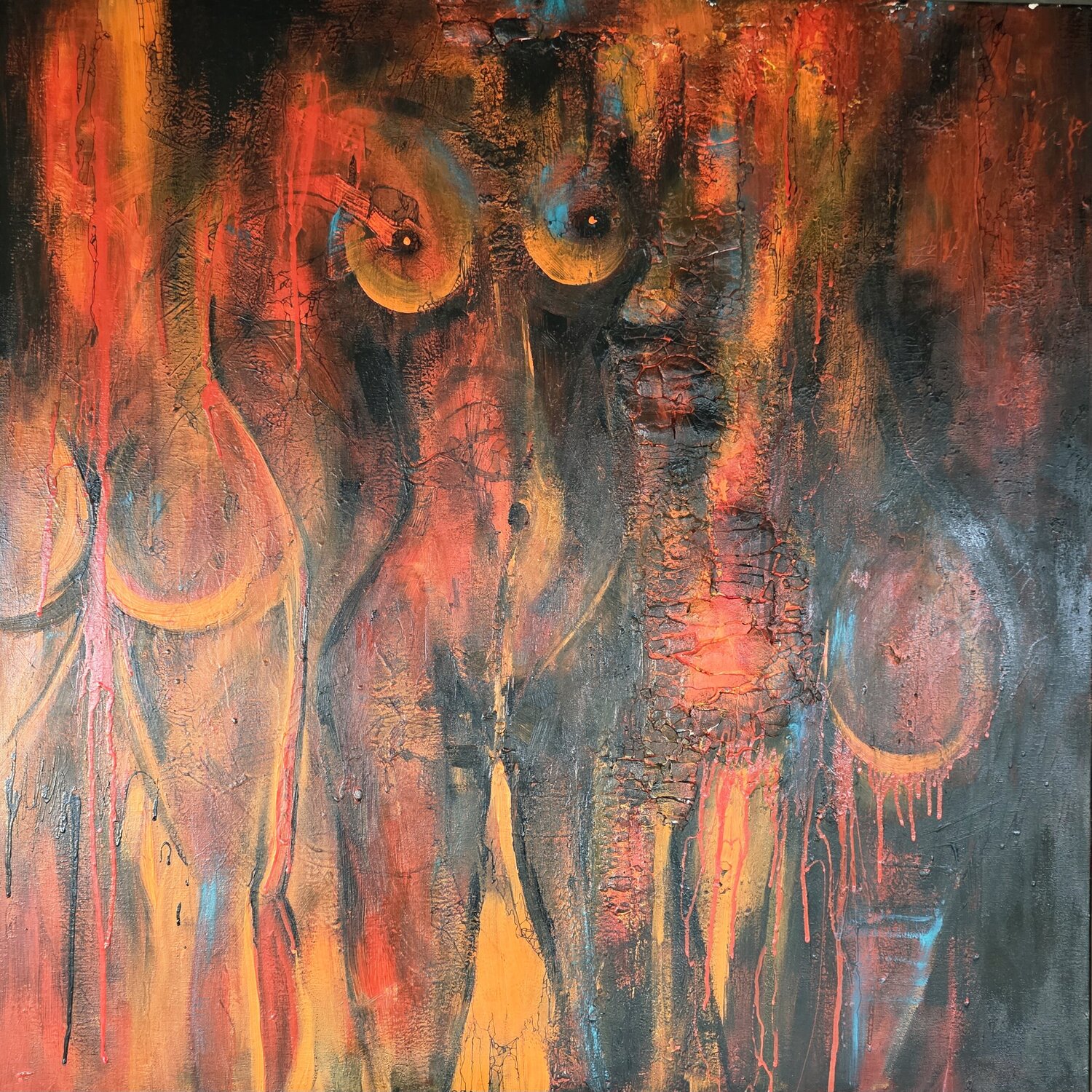 BURNING CONSCIENCE - Scared Truth cyril CICHY Original painting for sale