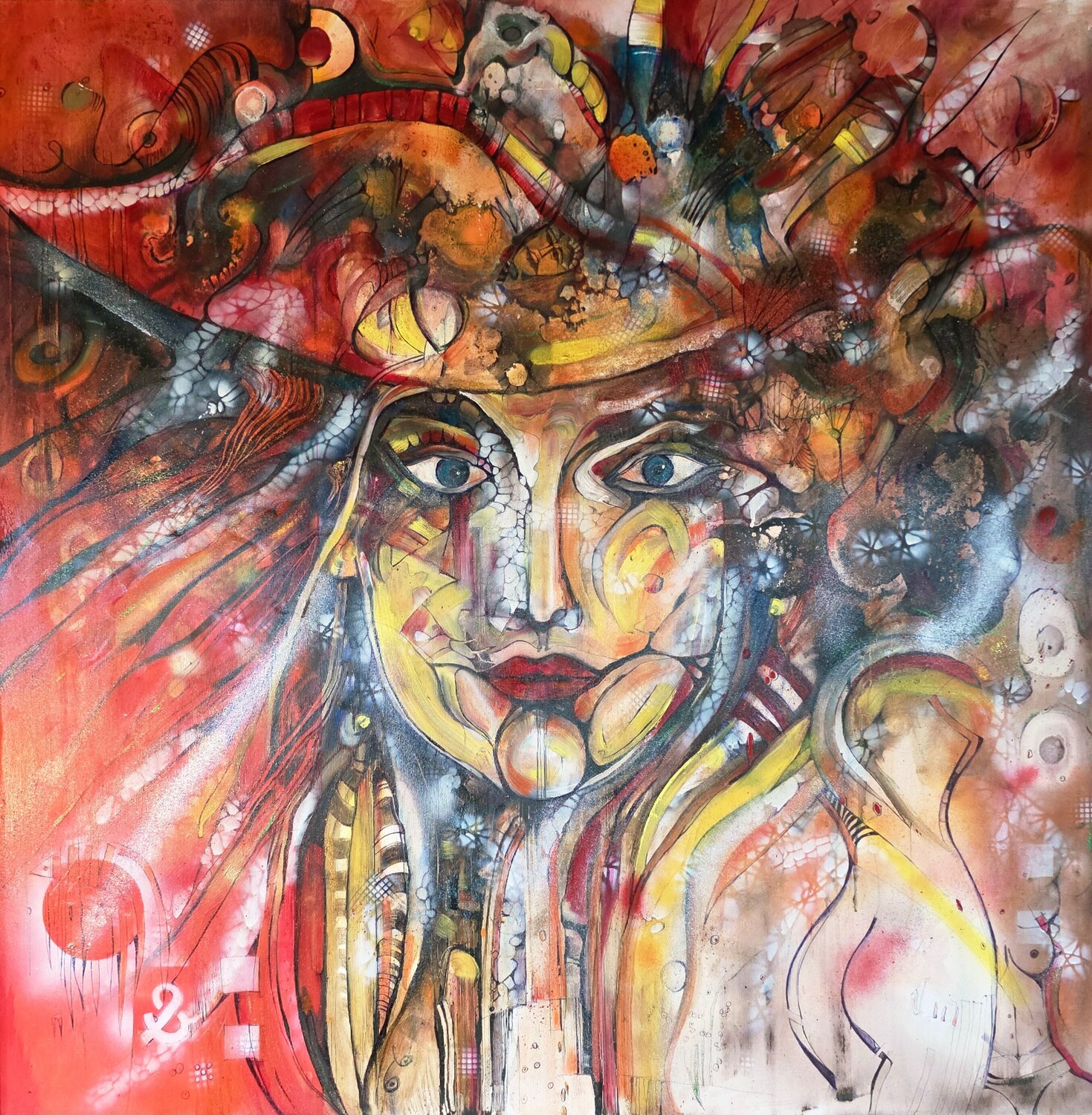 EL ORACULO DE LA SANGRE Y EL SOL cyril CICHY Original painting for sale