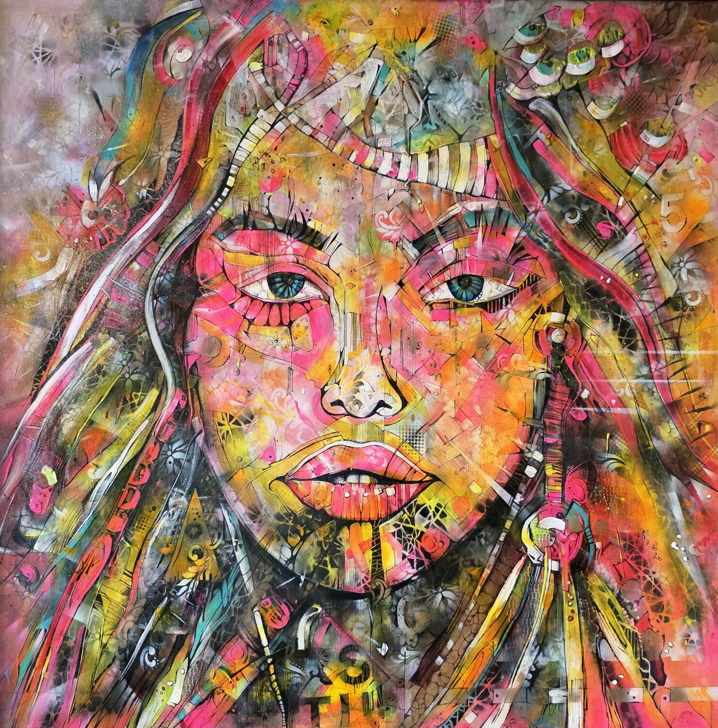 NEON ORACLE cyril CICHY Original painting for sale