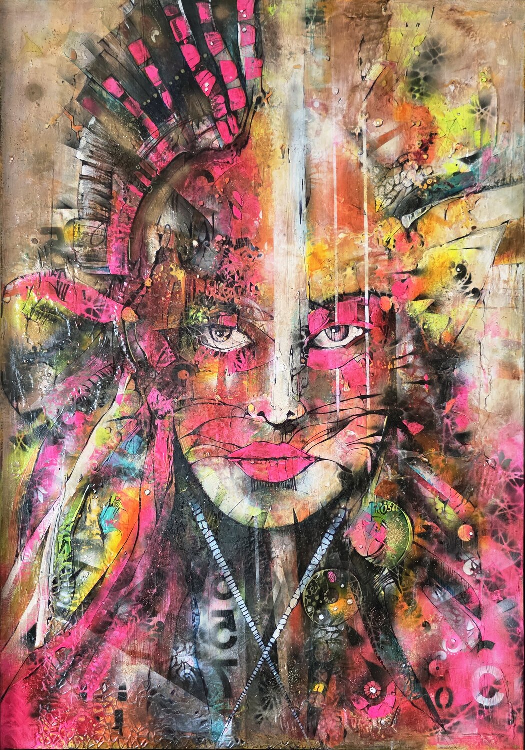 SHAMAN OF BROKEN COLOR cyril CICHY Original painting for sale