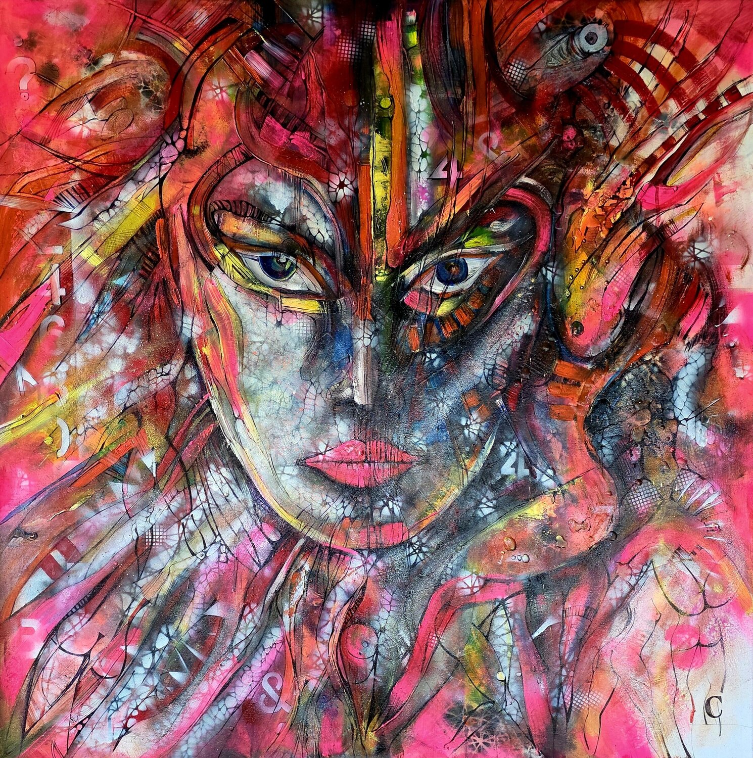HER SACRED VIOLENCE cyril CICHY Original painting for sale