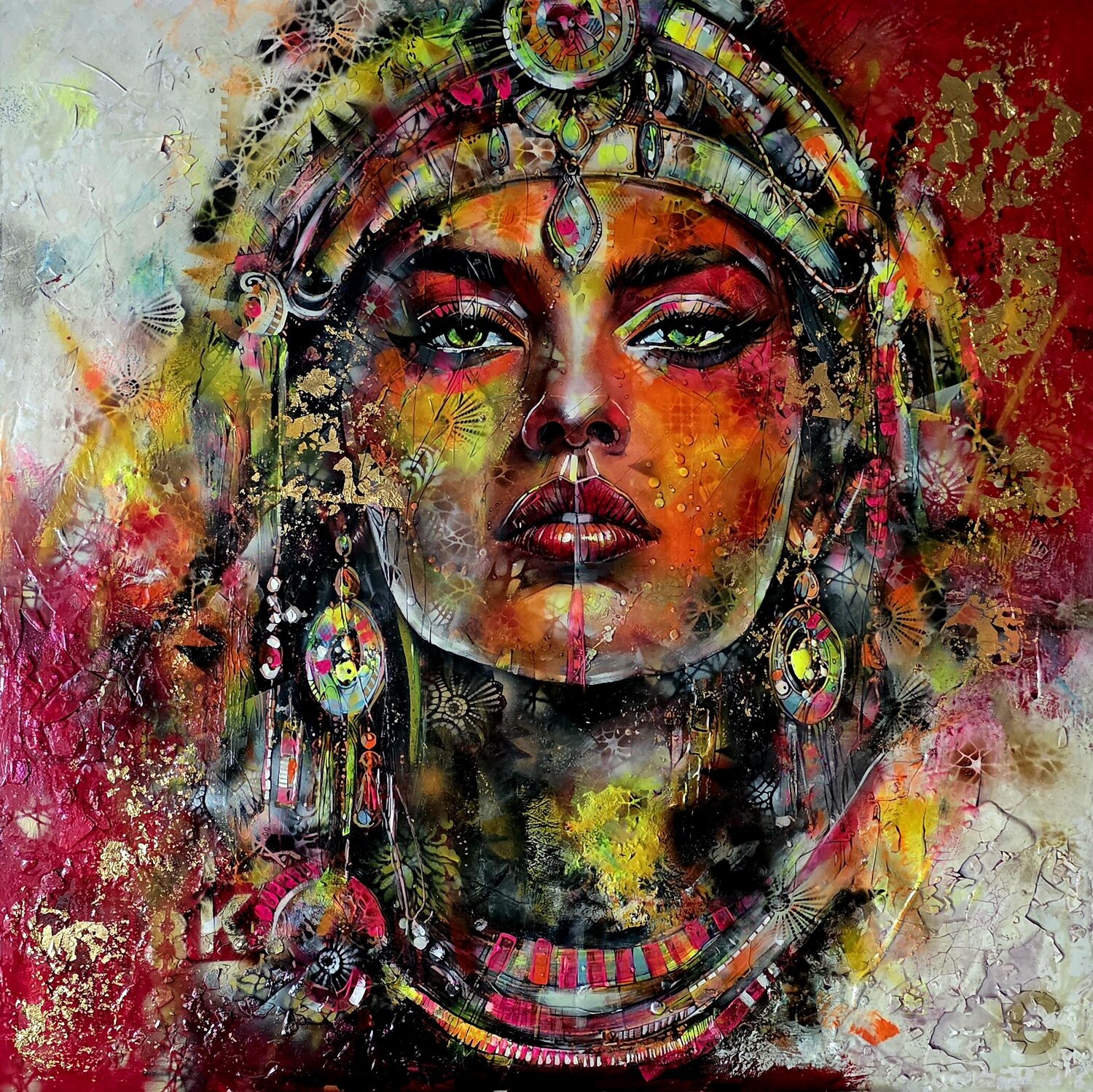 QUEEN OF THE GOLDEN HORIZON cyril CICHY Original painting for sale