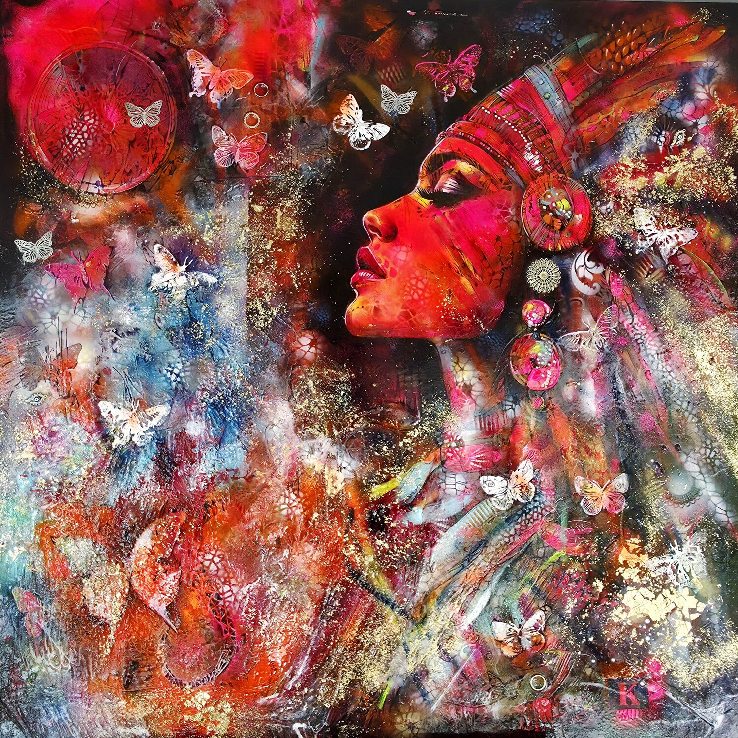 BUTTERFLY EMPRESS cyril CICHY Original painting for sale