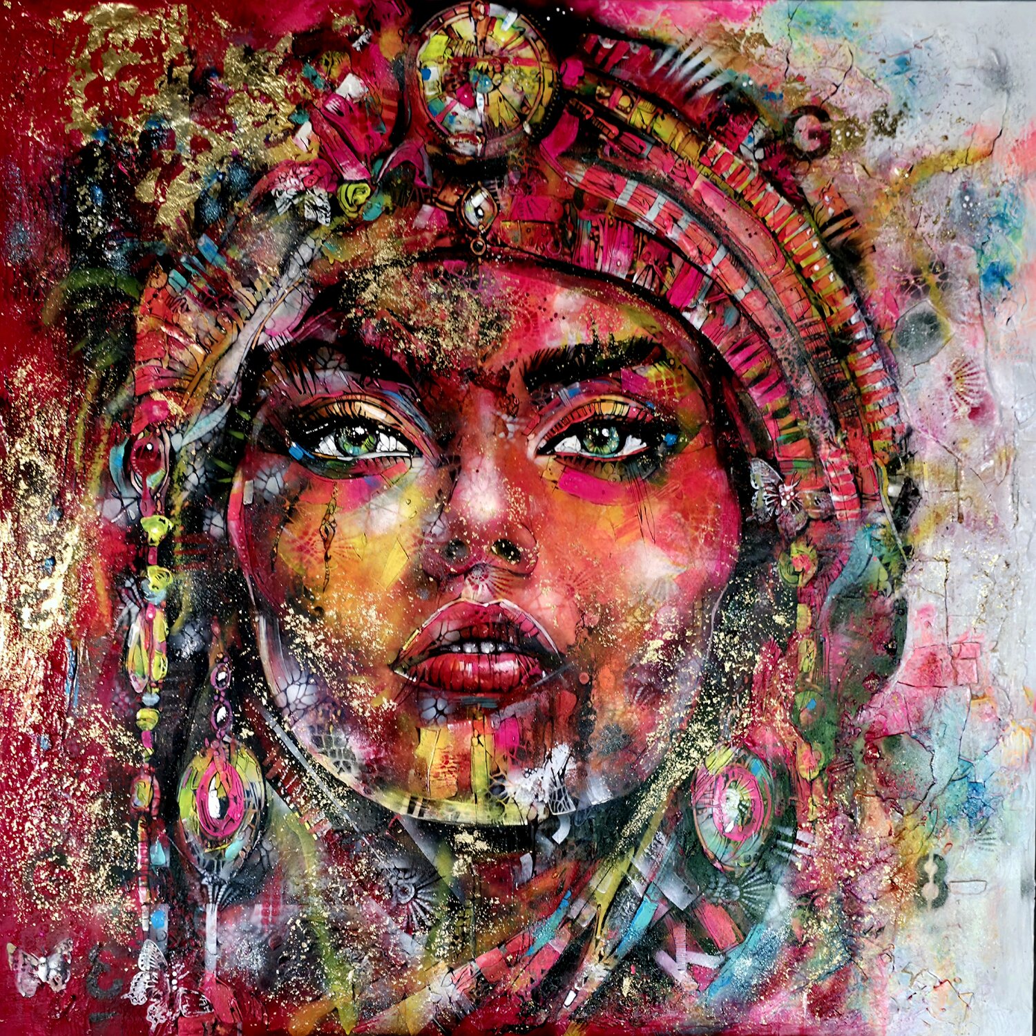THE LAST SHAMANESS cyril CICHY Original painting for sale