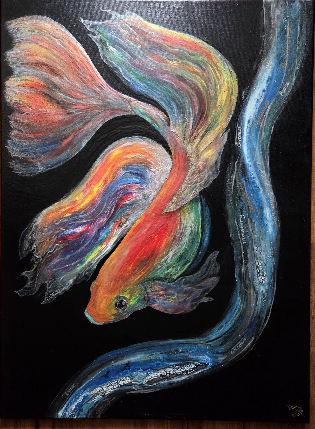 Goldfisch der Wünsche erfüllt Lena Luzius Original painting for sale