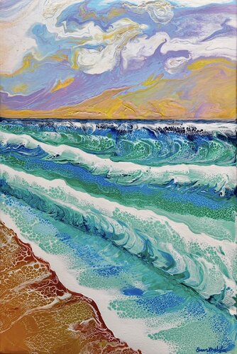 Dream of Waves – Original Abstract Ocean Painting, Framed Surreal Seascape Art by EMAN KHALIFA, Painting for Sale on Select