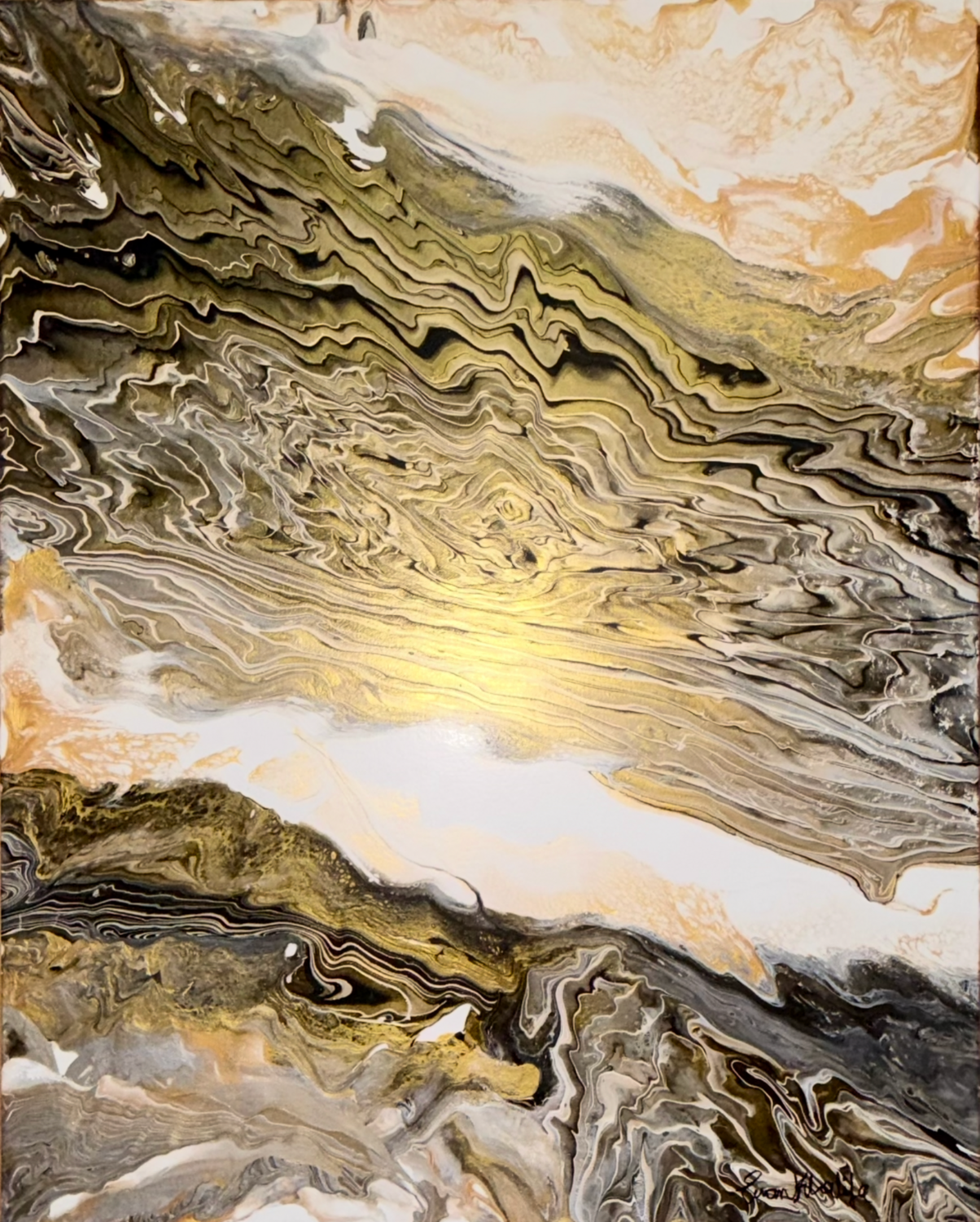 Layers of Time - Gold Luxury Abstract EMAN KHALIFA Original painting for sale