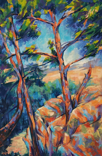 Kiefern über Wieselbruck by Florian Weiss, Painting for Sale on Select