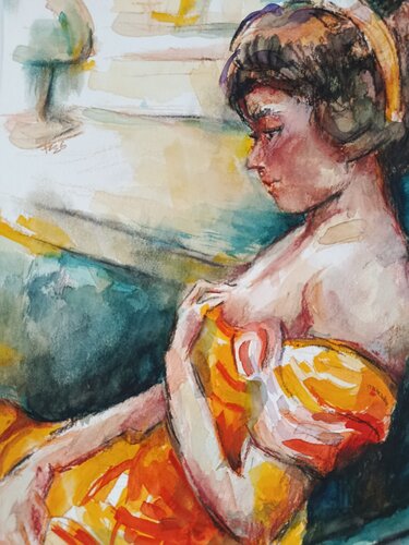 Das Mädchen in Gelb by Florian Weiss, Painting for Sale on Select